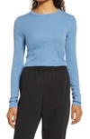 Nordstrom Everyday Long Sleeve Crewneck Rib T-shirt In Blue Coronet