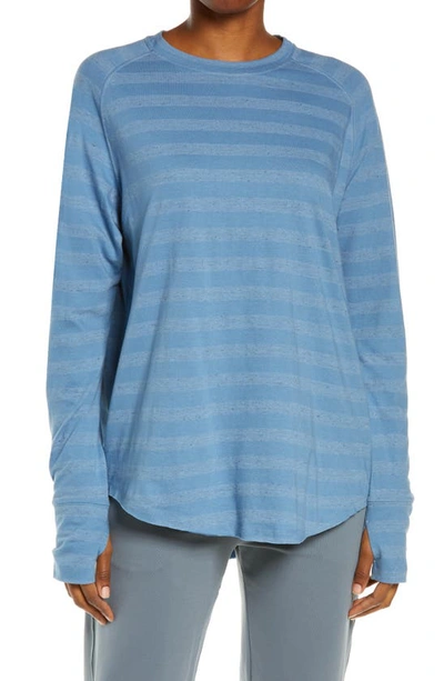 Zella Relaxed Long Sleeve T-shirt In Blue Coronet Stripe