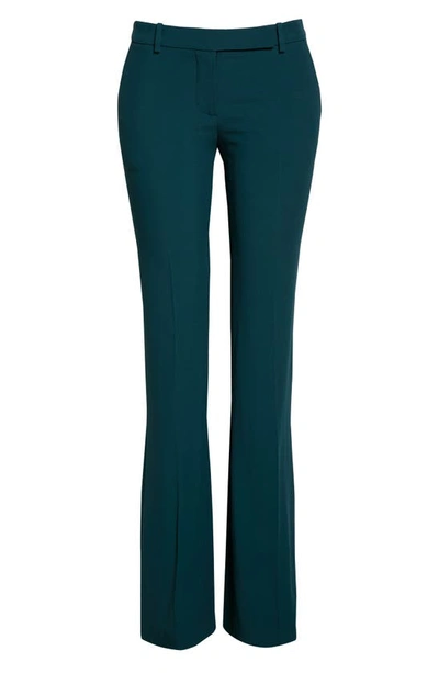 Alexander Mcqueen Leaf Crepe Slim Bootcut Pants In 3019 Forest Green