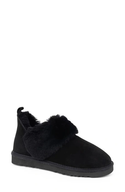 Patricia Green Carlota Suede Shearling Bootie Slippers In Black