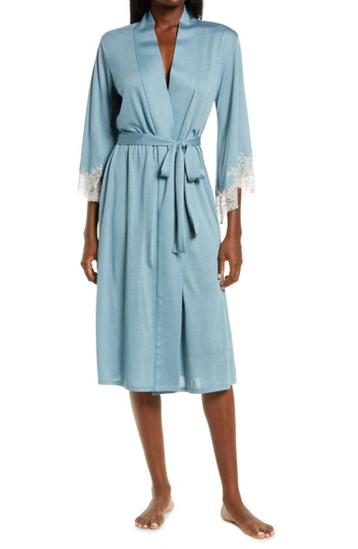 Natori Luxe Shangri-la Tencel™ Wrap Robe In Ht. Stone Blue