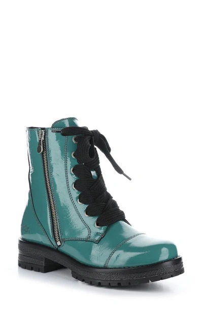 Bos. & Co. Paulie Waterproof Lace-up Bootie In Lake Green Patent