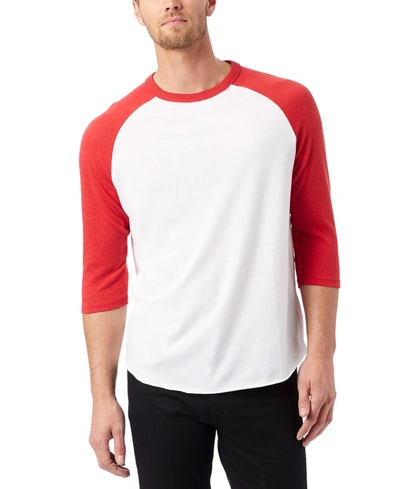 Alternative Apparel Men's Keeper Eco Jersey Baseball T-shirt In White,red