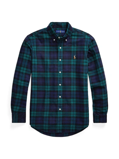 Polo Ralph Lauren Men's Classic-fit Plaid Oxford Shirt In Green/navy