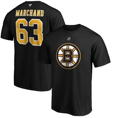 Fanatics Men's Brad Marchand Boston Bruins Team Authentic Stack Name And Number T-shirt In Black