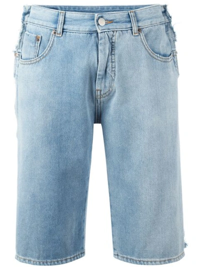 Mm6 Maison Margiela Woman Distressed Denim Shorts Light Denim In Blue