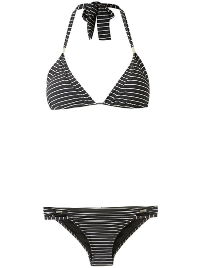 Amir Slama Printed Triangle Bikini Set - Black