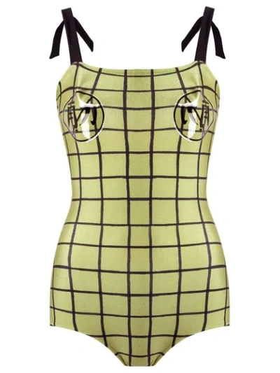 Adriana Degreas Grid Swimsuit In Green