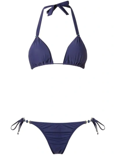 Amir Slama Triangle Bikini Set In Blue