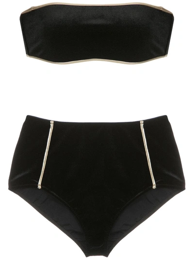 Adriana Degreas Hot Pants Velvet Bikini Set In Black