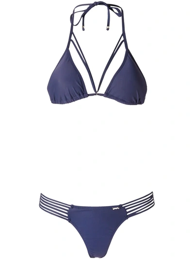 Amir Slama Triangle Bikini Set In Blue