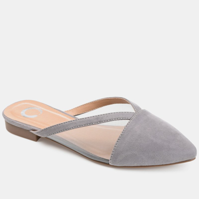 Journee Collection Women's Reeo Mesh Pointed Toe Slip On Mules In Grey