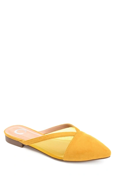 Journee Collection Women's Reeo Mesh Pointed Toe Slip On Mules In Yellow
