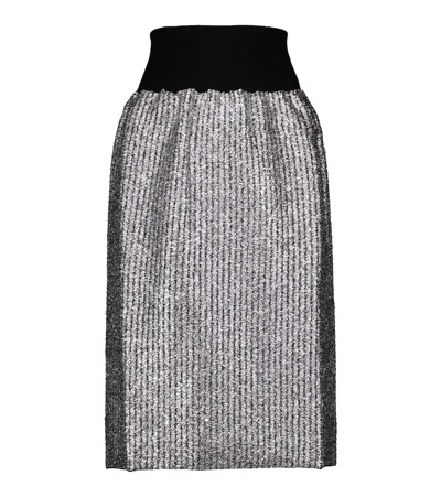 Moncler Genius 2 Moncler 1952 Lurex Wool-blend Midi Skirt In Silver