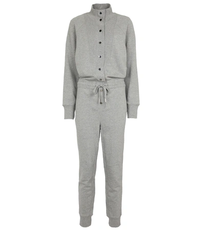 Veronica Beard Finn Buttoned Cotton Jumpsuit In Grey