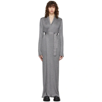 Balenciaga Women's Metallic Ribbed-knit Maxi Wrap Dress In 8106 Silver