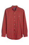 Polo Ralph Lauren Classic Fit Plaid Button-up Oxford Shirt In Ruby/yellow