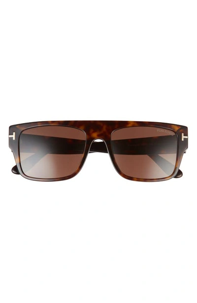 Tom Ford Men's Dunning-02 55mm Rectangular Sunglasses In Havana/brown