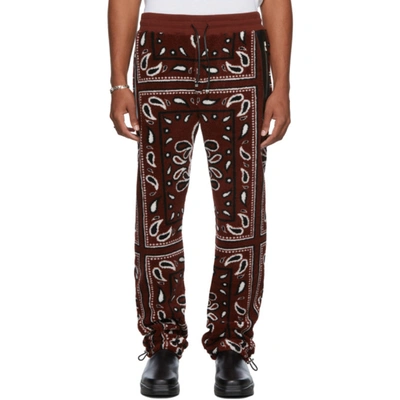 Amiri Polar Fleece Printed Bandana Sweatpants In Red Black