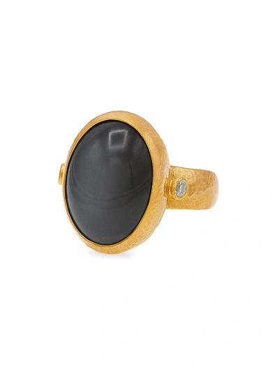 Gurhan Black Moonstone, Diamond & 24k Yellow Gold Ring