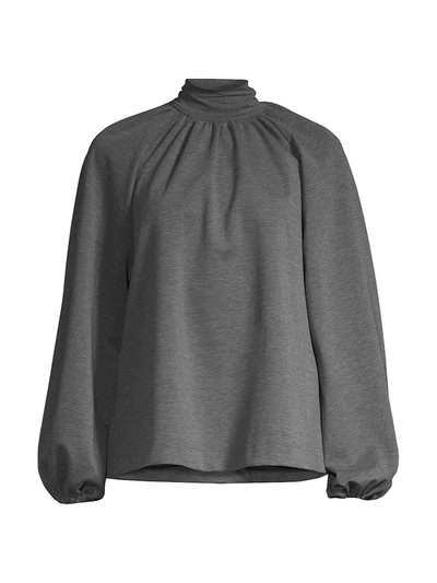 Toccin Baby-doll Turtleneck Blouse In Charcoal