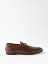 Gucci Jordaan Leather Loafers In Marrone