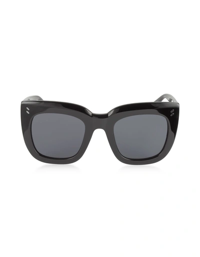Stella Mccartney 48mm Croco-embossed Square Sunglasses In Black
