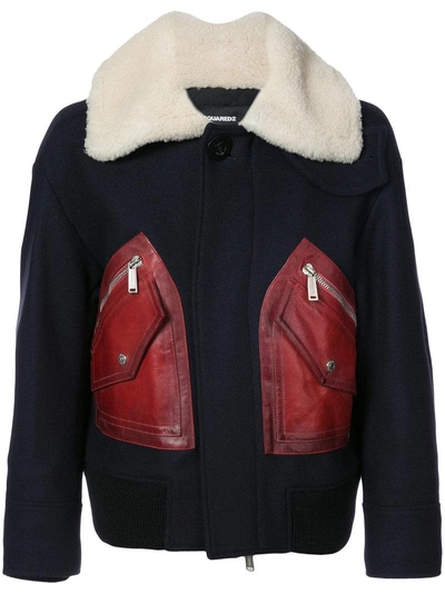 Dsquared2 Contrast Pocket Coat In Red