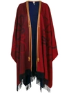 Loewe Bordeaux Wool And Cashmere Blend Cape In Red/ Navy