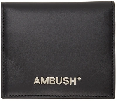 Ambush Black Logo Bifold Card Holder In Black/silver