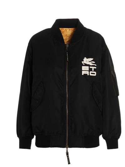 Etro Reversible Bomber Jacket With Embroidery In Black