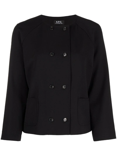Apc Minni Lightweight Double-breasted Jacket In Black