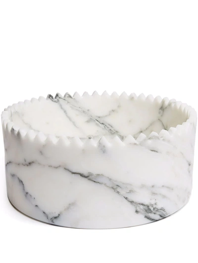 Editions Milano Triangoli Marble Vase In Weiss