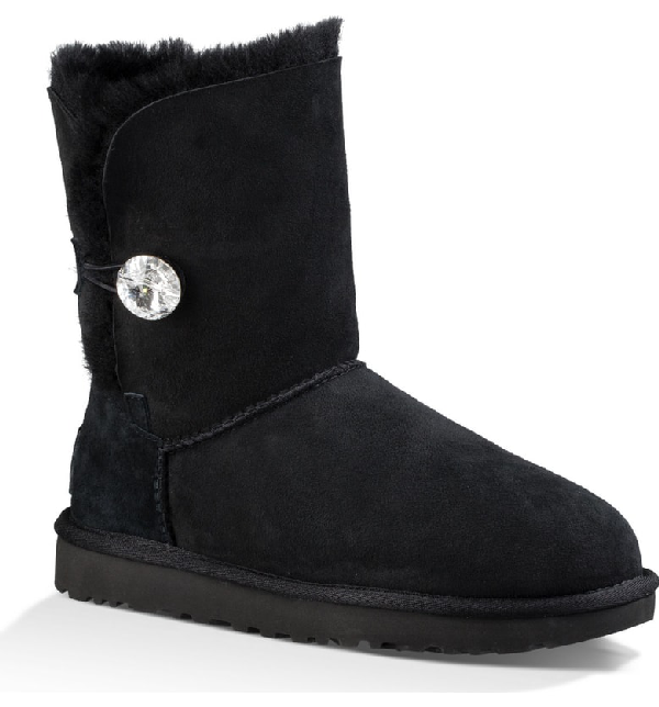 Ugg Bailey Button Bling Sheepskin Boots In Black | ModeSens