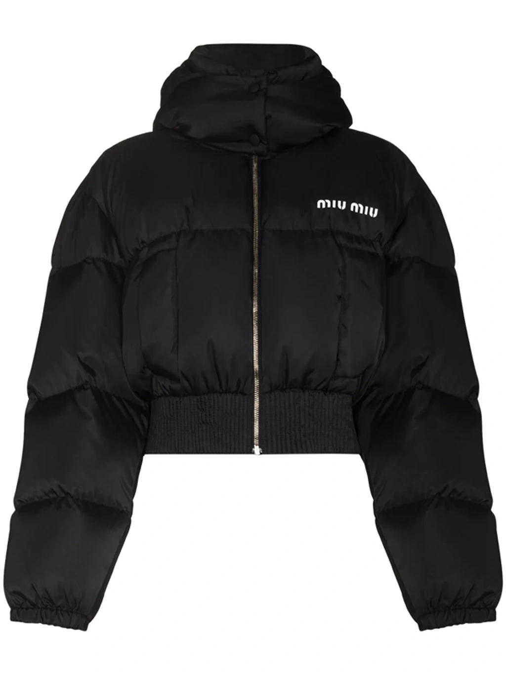 ジャケット・アウター MIU MIU Short Duffle Coat Hooded Black MIU MIU Short Duffle Coat Hooded Black Miu Miu Logo Puffer Jacket