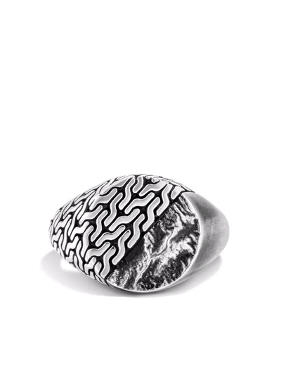 John Hardy Men's Sterling Silver Classic Chain Reticulated Silver Signet Ring