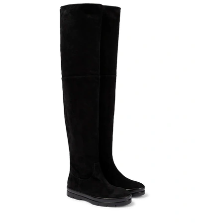 The Row Billie Suede Over-the-knee Boots In Black