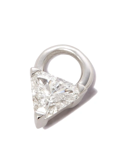 Maria Tash 18kt White Gold Diamond Triangle Charm In Silver