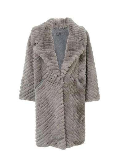 Simonetta Ravizza Shearling Coat In Grey