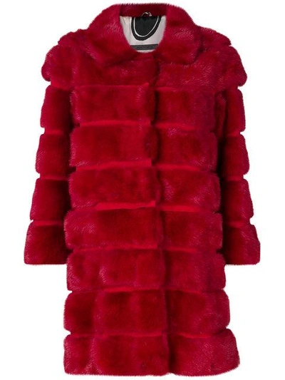 Simonetta Ravizza Bevelled Fur Coat - Red