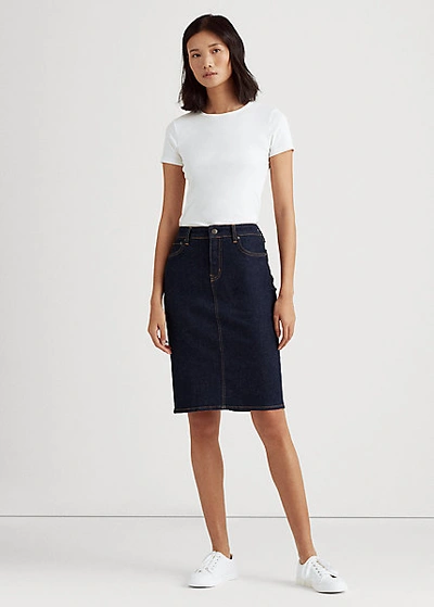 Lauren Petite Denim Skirt In Rinse Wash