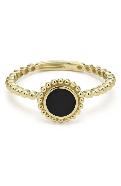 Lagos 18k Yellow Gold Covet Onyx Stack Ring In 10 Black