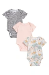 Nordstrom Babies' 3-pack Bodysuits In Wildflower Pack