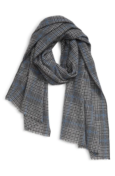 Andrew Stewart Glen Plaid Cashmere Scarf In Grey/ Black