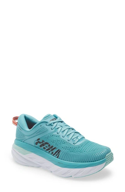 Hoka One One Bondi 7 Running Shoe In Aquarelle/ Eggshell Blue