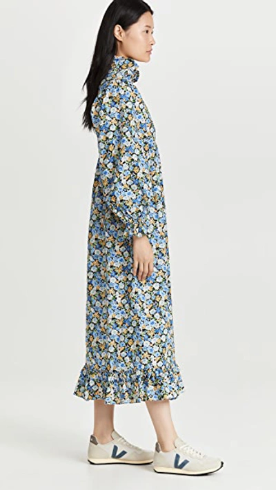 Batsheva Tessa Floral Empire Waist Long Sleeve Cotton Dress In  