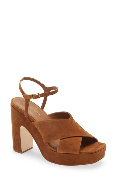 Loeffler Randall Gina Suede Platform Sandals In Cacao