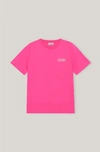 Ganni Thin Software Jersey O-neck T-shirt Shocking Pink Size Xl