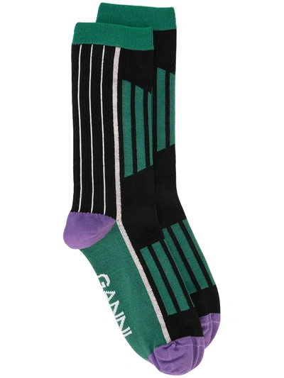 Ganni Sporty Mid-calf Socks In Posy Green