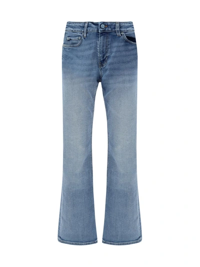 Ganni Rigid Denim Figni Jeans In Light Blue